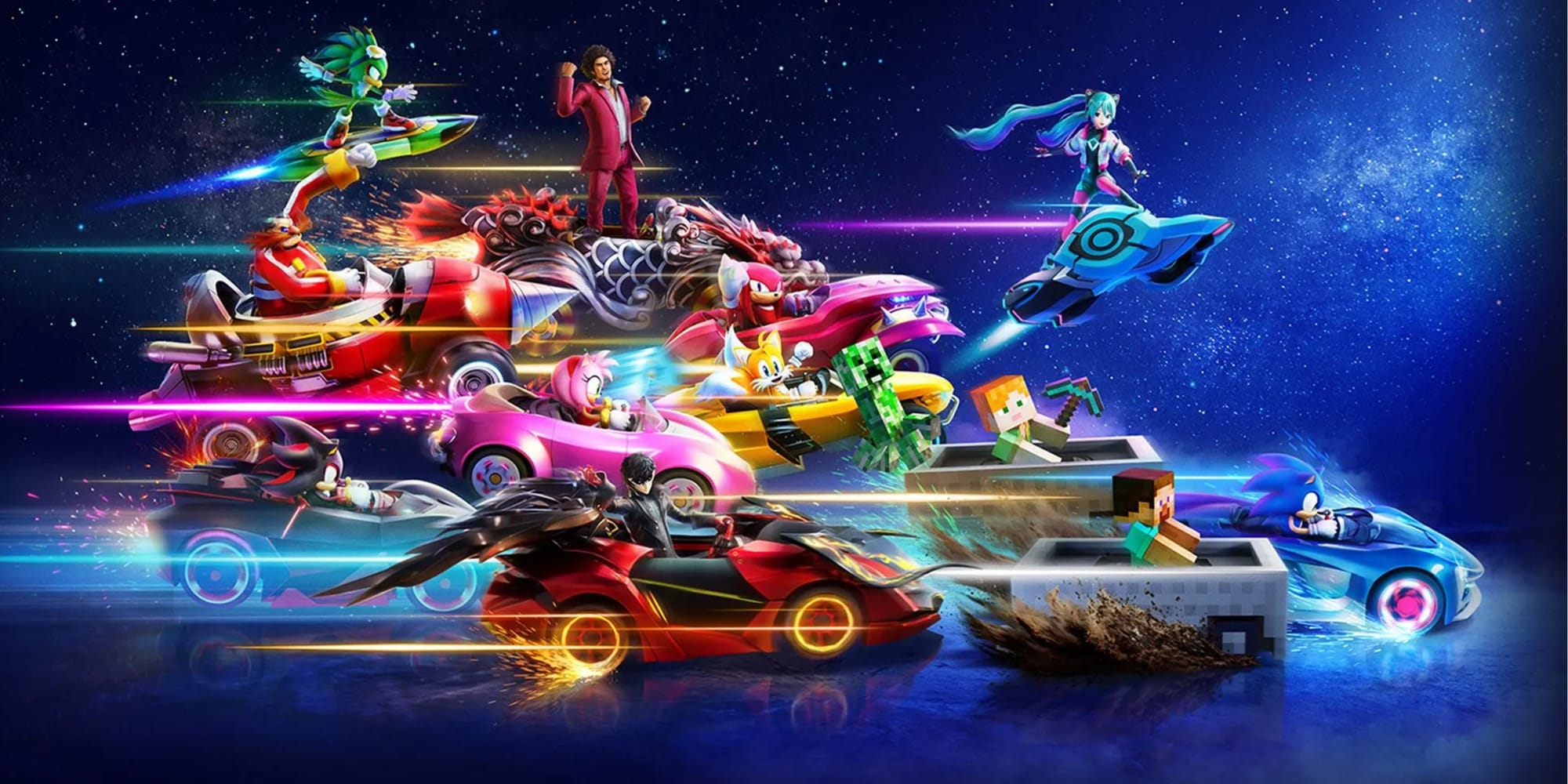 characters from sonic racing crossworlds racing each other
