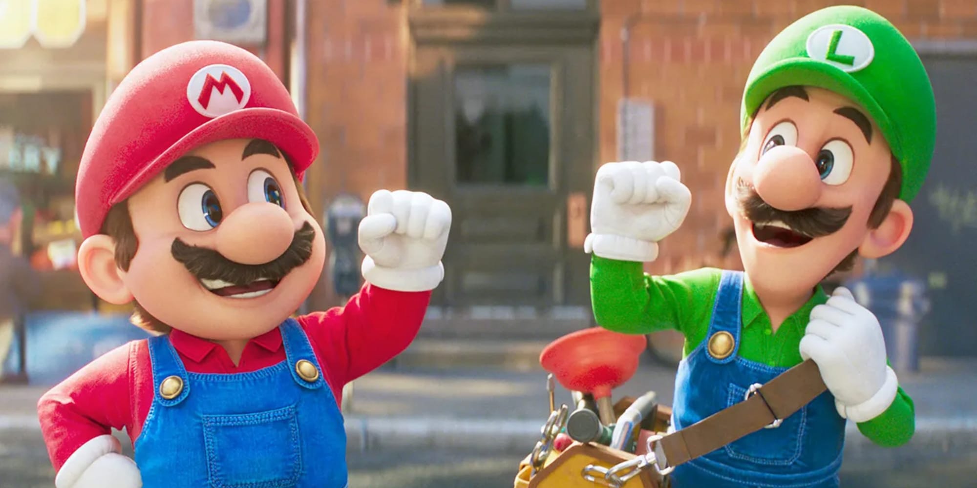 mario and luigi about to fist bump in the super mario movie