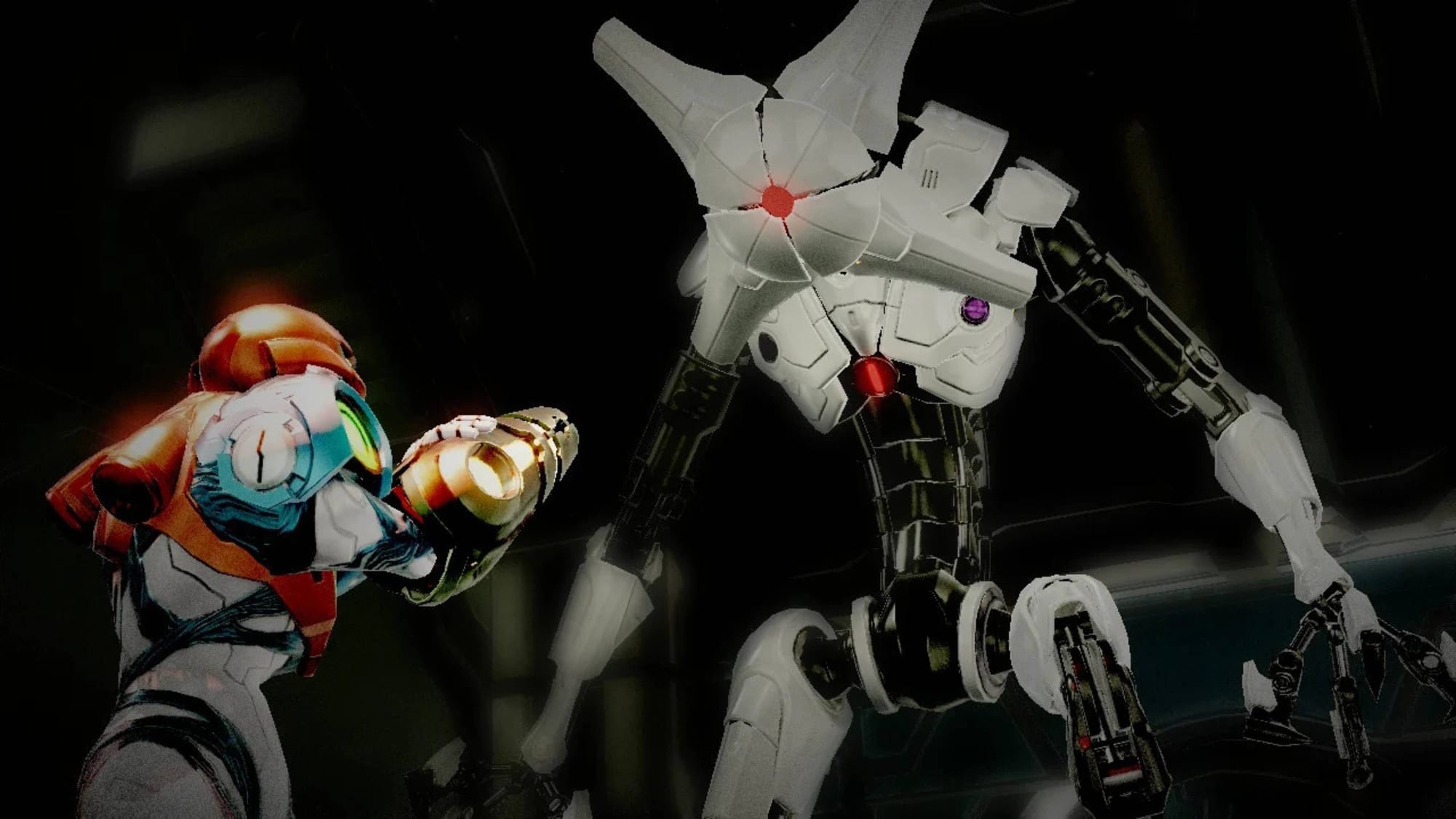 samus fighting an emmi in metroid dread.